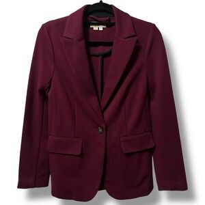 Boden Burgundy Solid Stretch Jersey Blazer Women's 4R Tailored Old Money Preppy